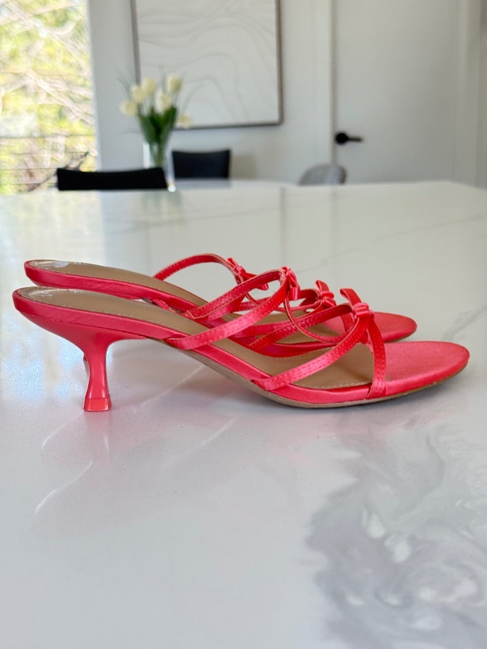 Madden Girl Shannen Satin Kitten Heel Sandal in Salmon/Pink